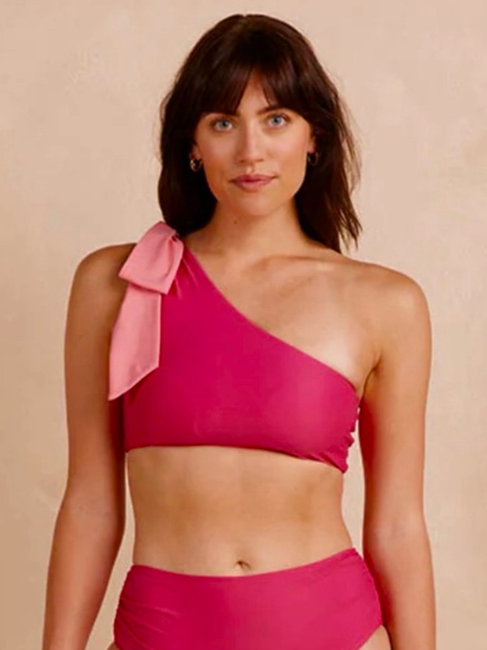 NWT Summersalt The Bow One-Shoulder Pink Sidestroke Bikini Top